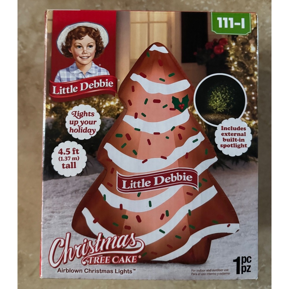 Little Debbie Christmas Tree Cake Inflatable 4.5ft Red Airblown Yard Decor NEW